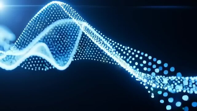 Digital Waveform with Glowing Blue Particles.