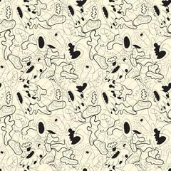 Psychedelic seamless pattern with hand-drawn elements
