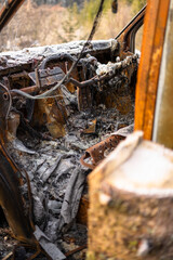 Burnt down van