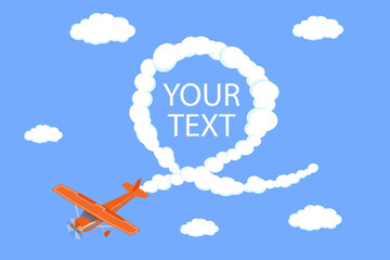 Plakat 3D Isometric Flat Vector Illustration of Plane Banner, Aircraft Displaying A Speech Bubble