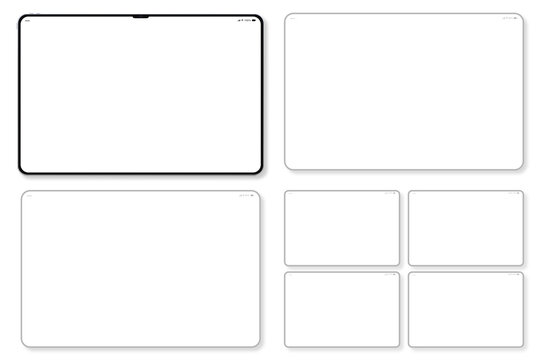 Tablet Computer Landscape - for App Display - Mockup for Presentation - 7x Screens