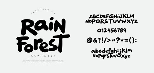 Rain forest font organic handwritten typeface for natural eco friendly branding adventure packaging and tropical garden designs © Kiki