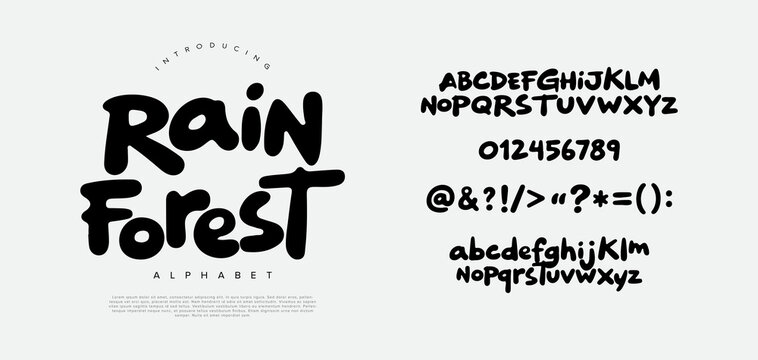 Rain forest font organic handwritten typeface for natural eco friendly branding adventure packaging and tropical garden designs