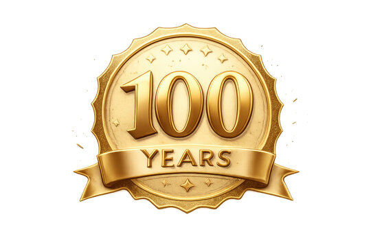 Golden 100 years anniversary emblem celebrating centennial establishment