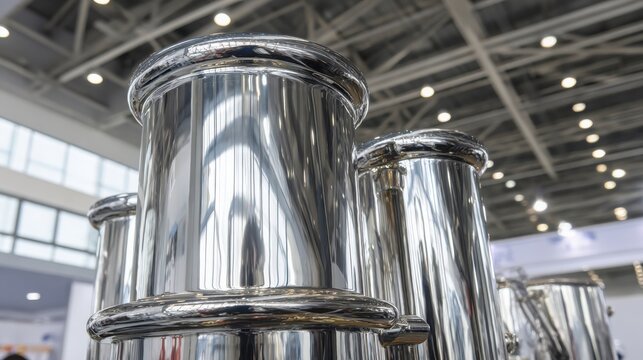 Intricate Polished Chrome Plating Machine Reflecting Distorted Industrial Environment in Sharp Detail