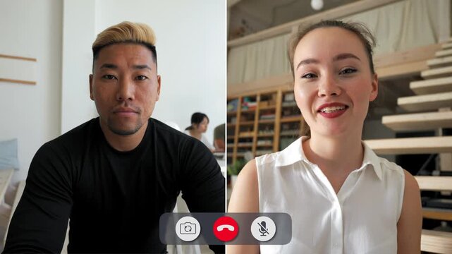 Two students share their feelings during an online call. Laughter and anticipation fill the air as they discuss projects at their school, breaking barriers.