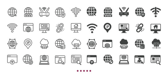 Internet and Network icons collection. Multi series icons. Line and glyph solid web icons collection