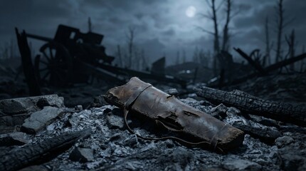 Tattered Leather Quiver Amidst Dark Ruins