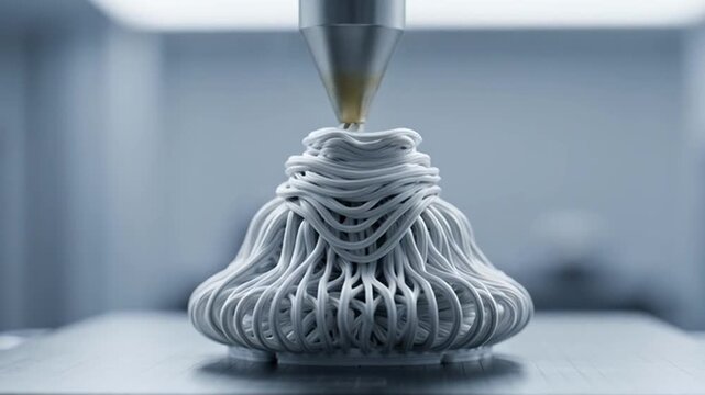 A 3D printer creates a unique object in a modern laboratory setting video