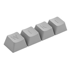 Close-up shot of keyboard keys spelling out WIKI transparent background