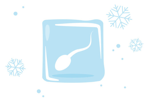 Sperm freezing sign isolated on white background. Sperm bank or freezing. Male semen is preserved and stored. Frozen sperm icon, cryopreservation