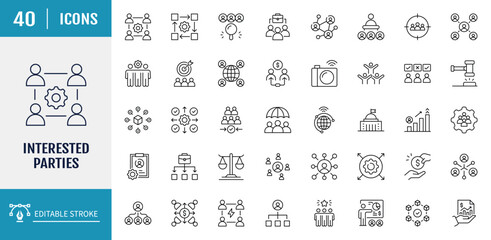 Interested parties line icon set. Interested parties line icon set. Outline icon set. Vector illustration with editable stroke © Control New