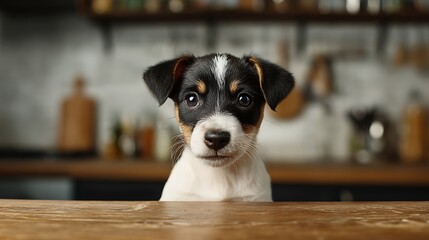 Jack Russell Puppy Looking Straight at Camera / こちらを見つめるジャックラッセルテリアの子犬