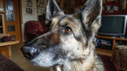 German Shepherd Dog Relaxing at Home / 家の中で穏やかに過ごすジャーマンシェパード