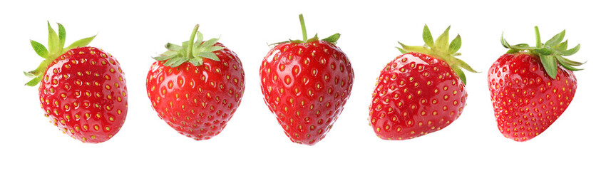Set of fresh strawberries isolated on white