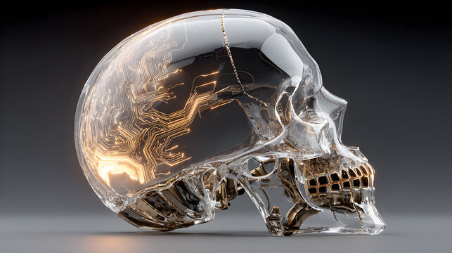 human skull on black background