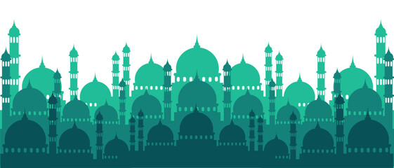 Islamic Mosque Cityscape Silhouette Illustration  © blueciz
