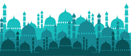 Islamic Mosque Cityscape Silhouette Illustration  © blueciz