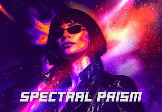 Neon Spectral Prism Effect Mockup