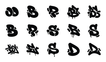 Bubble graffiti letter font with melting effect design vector for street art typography © GoDesigner