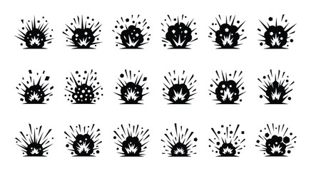 Explosion vector set boom effect bomb burst firework isolated on transparent background © GoDesigner