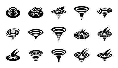 Set of black hole abstract vector illustration science fiction space time portal singularity © GoDesigner