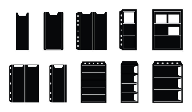 Set of clear stamp stock pages of various sizes for philately hobbyists and postage storage