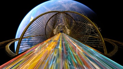 地球へ続く黄金の橋　3DCGレンダリング