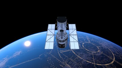 人工衛星と地球　3DCGレンダリング © tsuneomp