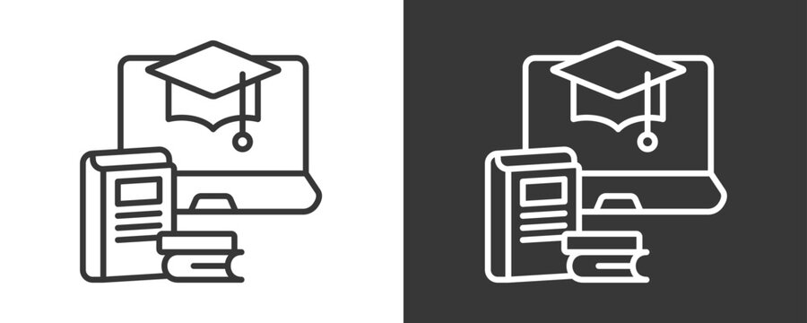 E Learning Icon Set Vector Collection Isolated In Black And White