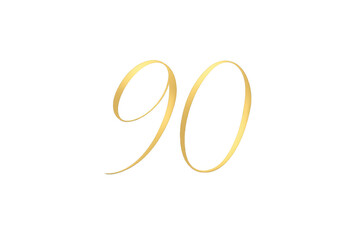 Golden number 90 elegant script for celebration
