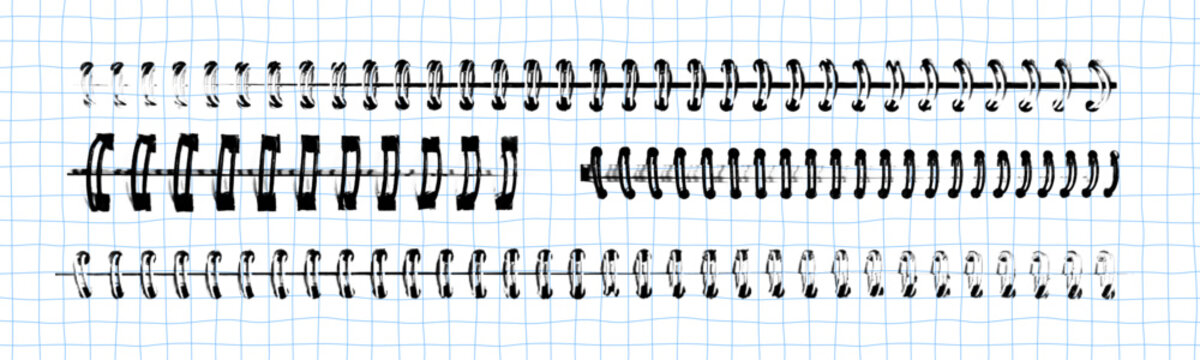 Realistic Notebook Spiral with Metal Ring Binding on Checkered Grid Pattern. Pop Art Binder with Halftones Perfect for Diaries, Posters, and Banner Collages.