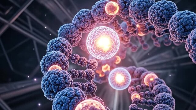 DNA Helix: A captivating view of the intricate beauty of the DNA helix, showcasing the fundamental building blocks of life. The image offers a glimpse into the elegance of science.