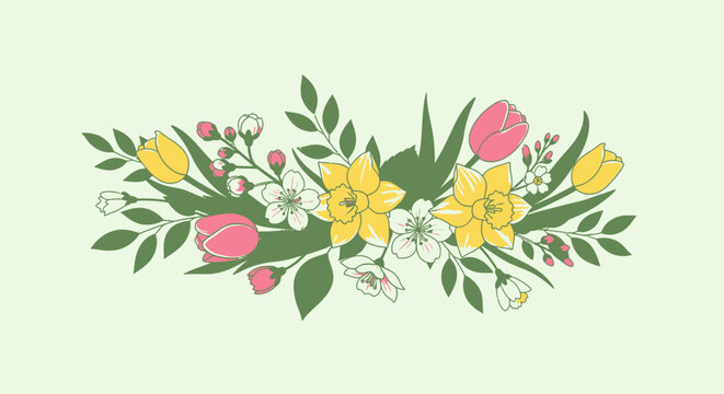 Colorful Floral Arrangement with Pink Yellow Flowers.