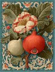 Vintage style botanical frame with fig leaves and natural vine ornamentation for art layouts