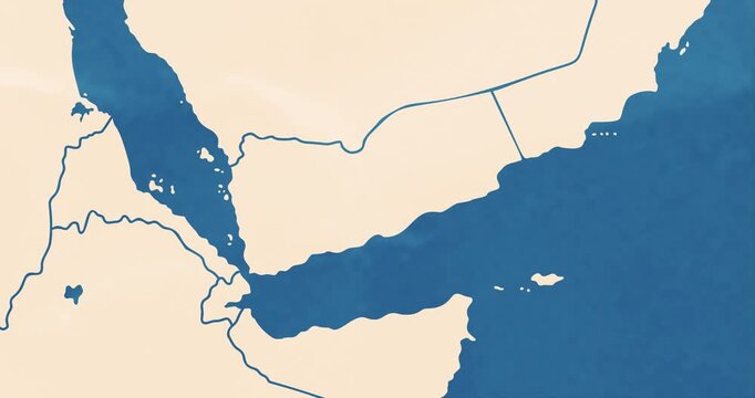 Beautiful zoom in of a yemen map with most important cities and frontier lines