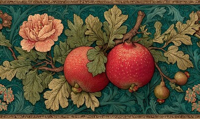 Classic botanical frame artwork with fig branches and organic vine patterns for elegant layouts