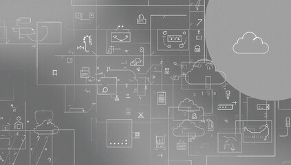 Fototapeta premium ソフトグローとグラデーションでまとめたクラウド認証の抽象背景 使いやすい余白あり。生成AI