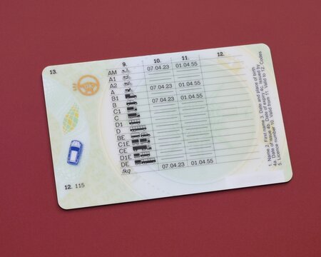  Back of provisional driving licence.