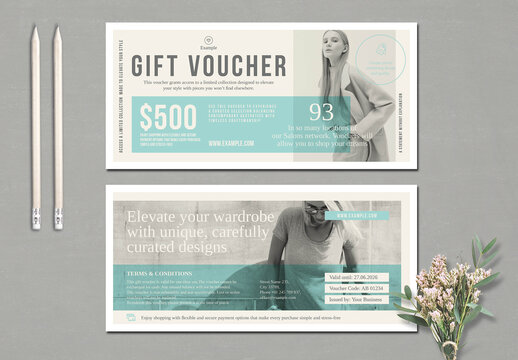 Subtle DL Gift Voucher in Pale Blue and Beige
