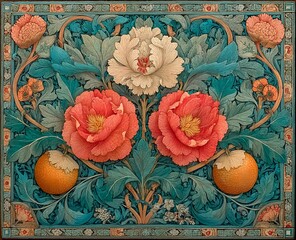 Vintage botanical illustration of fig vines forming an elegant rectangular border for poster layout