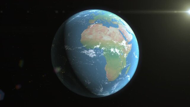 Location and map of Uganda on the surface of the earth at day.
