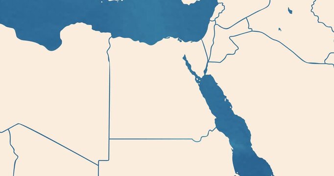 Beautiful zoom in of a egypt map with most important cities and frontier lines