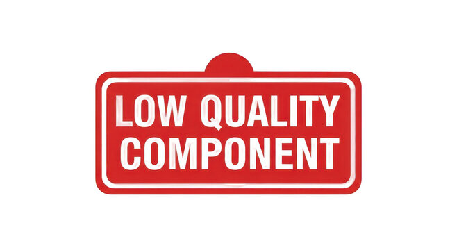 Low quality component warning isolated on a transparent background