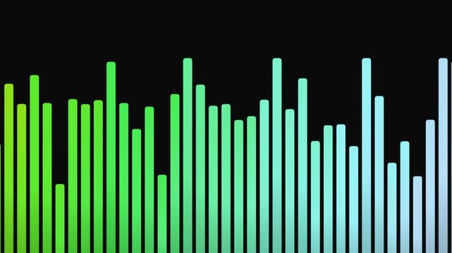 Vibrant green to blue gradient sound wave pattern on black