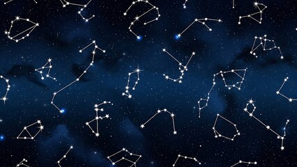 Night Sky Constellations Starry Background.
