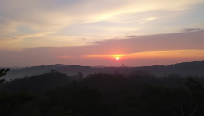 Obraz premium Serene twilight sky above jungle
