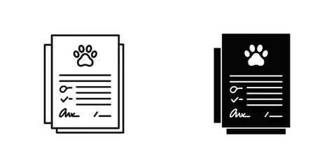 Pet Adoption Certificate Documents with Paw Prints and Signatures
