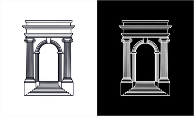 Ancient Roman Archway Vector Illustration with Detailed Architectural Elements. © Ramon