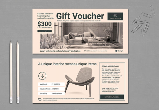 Simple Gift Voucher with Quota in Pale Peach Color